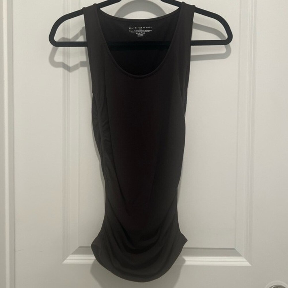 NWT Elie Tahari Brown Lorinda Knit Tank Top with Ruched Sides Women's Sz. XS/S